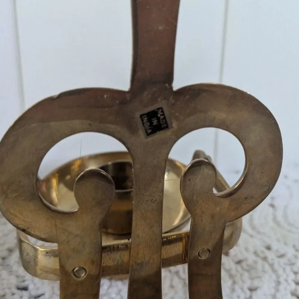 Pair of Vintage Solid Brass Swivel Wall Mount Candleholders - Gold
